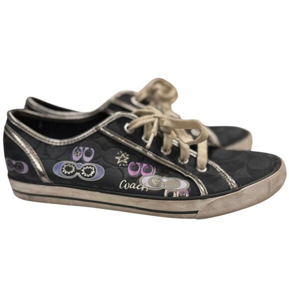 Coach Sneackers‎ Dee Size 9.5 Purple Colorful Logos - Picture 1 of 6